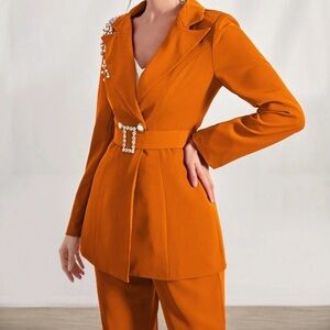 Orange, sequined blazer